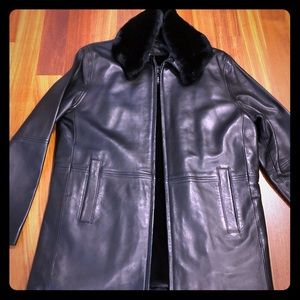 3/4 length black leather jacket- fully lined.